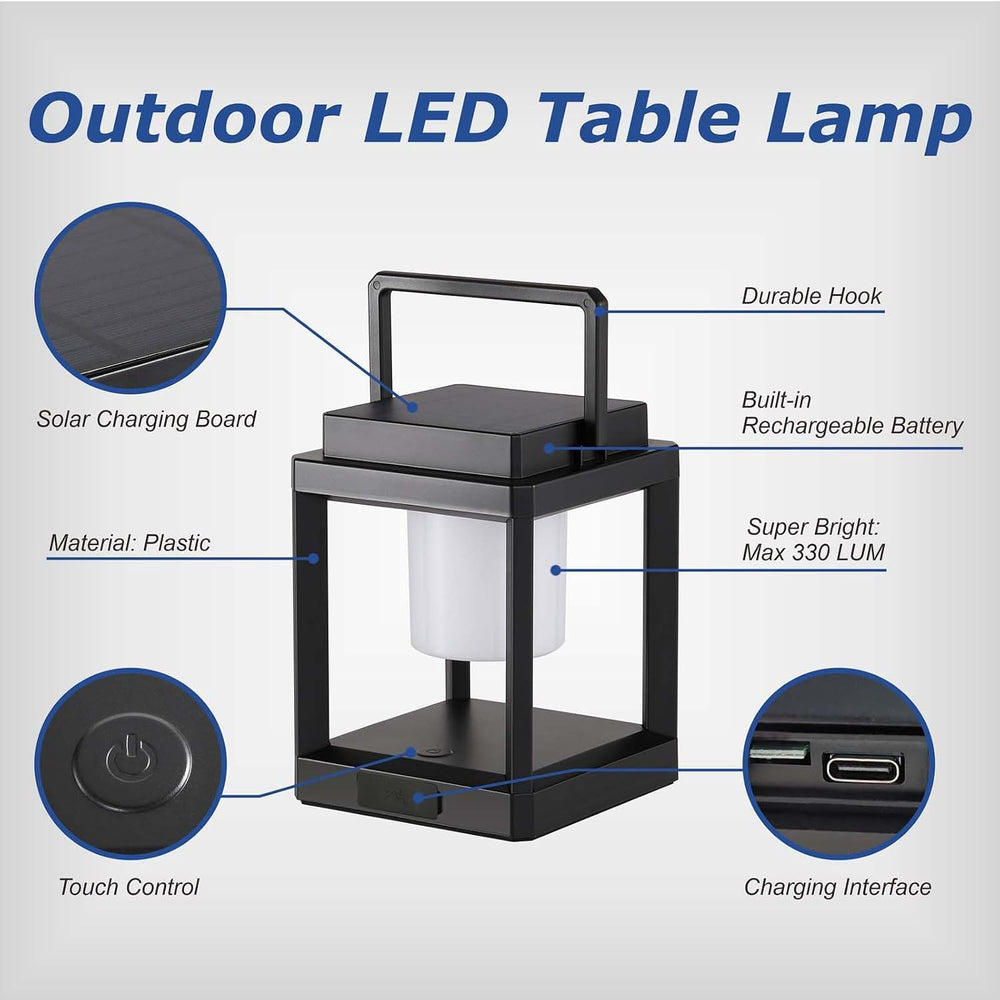 Solar Lantern Outdoor Table Lamp: Portable Hanging LED Lights - Waterproof De...