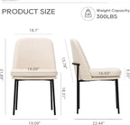 COLAMY Dining Chairs Set of 4, Modern Dining Chairs, Fabric Upholstered Dining Chairs, Kitchen Chairs with Curved Back and Metal Legs for Dining Room Kitchen Restaurant, Beige