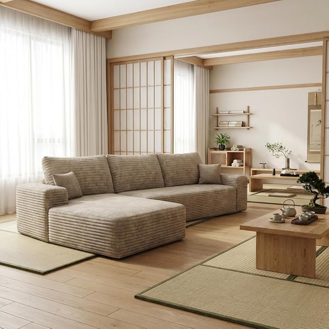 Eafurn Oversized L-Shaped Modular Sectional Sofa with Chaise, Fluffy Corduroy...