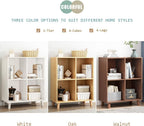 IOTXY Freestanding Open Cubes Bookcase - 2-Tier Floor Standing Wooden Storage Display Cabinet Organizer with Legs for Home Office, 4-Cubes Open Shelf Low Short Bookshelf, Oak