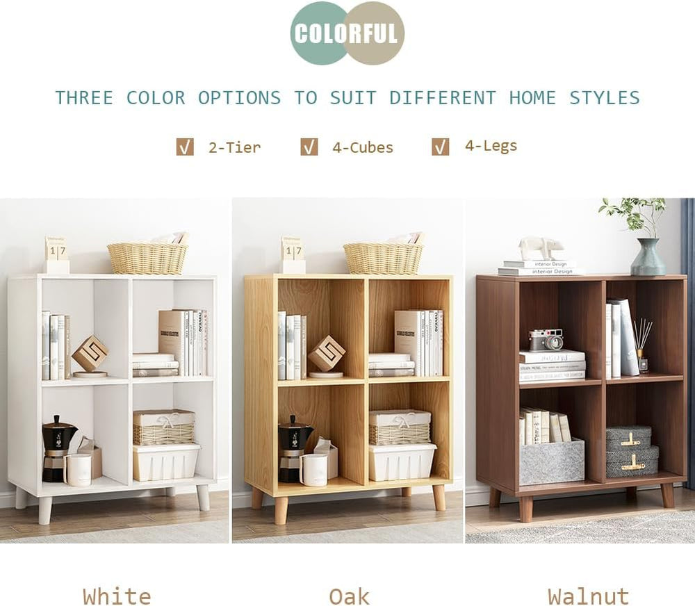 IOTXY Open Cube Low Bookcase - 3-Tier Freestanding Storage Display Cabinet Or...