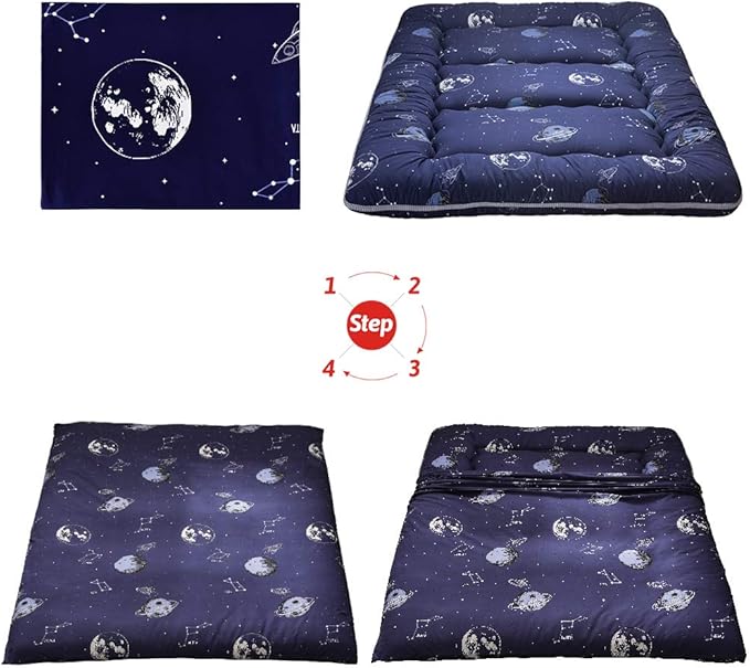 MAXYOYO Japanese Floor Mattress Futon Mattress, 4" Thicken Tatami Mat Sleeping Pad Foldable Roll Up Mat Boys Girls Dormitory Pad Kids Floor Lounger Pillow Bed, Charcoal Grey, Queen Size