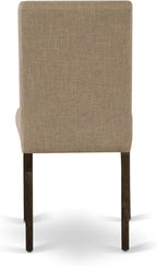 East West Furniture X727AB747-7 7 Piece Dining Room Furniture Set Consist of a Rectangle Dining Table with X-Legs and 6 Light Sable Linen Fabric Parson Chairs, 40x72 Inch, Multi-Color