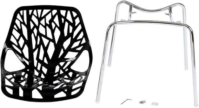 Karl home Modern Black Dining Chairs Set of 4, Stackable Plastic Chair for Dining Room, Living Room, Waiting Room,4 Chrome Metal Legs, 350lbs Capacity,21.3”L x 21.3”W x 33.5" H