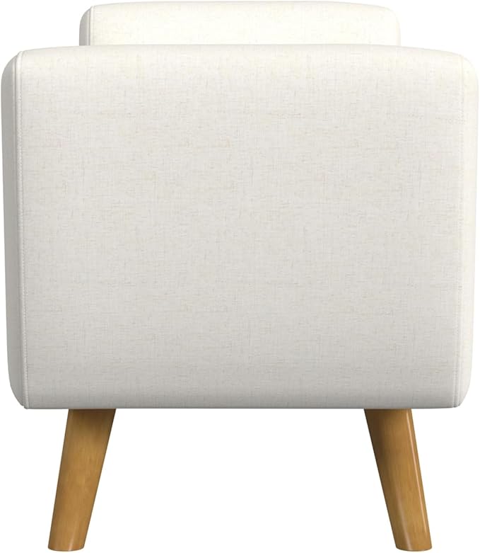 HomePop Modern Storage Bench with Wood Legs |Homepop Home Décor|Bench with Storage for Living Room & Bedroom - Cream Woven
