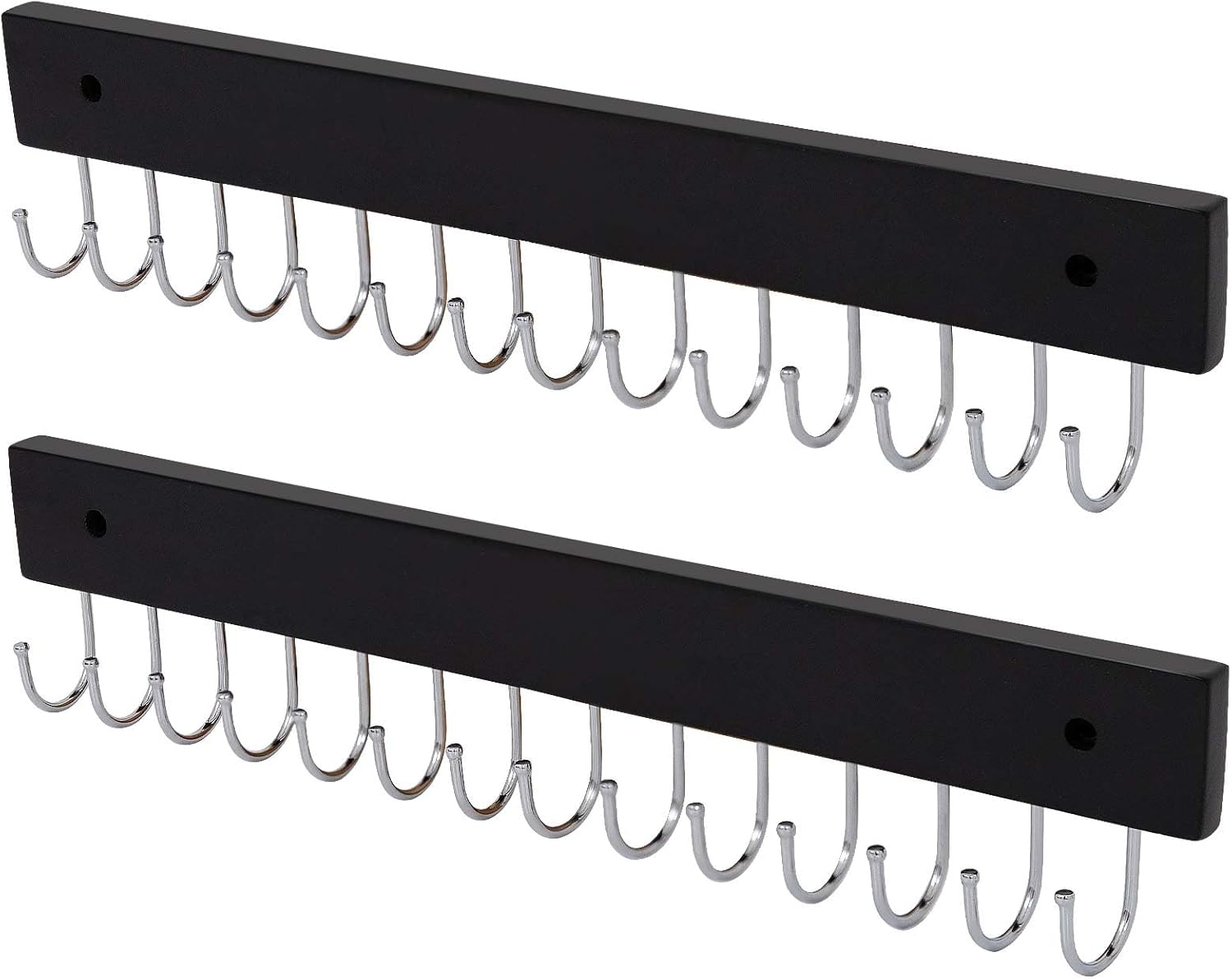 Wall Mounted Necklace Holder, Classic Style Necklace Holder, Tangle-Free Wall Jewelry Organizer with 28 Hooks(2 Packs,Black)