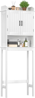 BlueWish Over The Toilet Storage Cabinet, 66.9" H Over Toilet Bathroom Organizer with Adjustable Shelves, Anti-toppling Design, Tall Over Toilet Storage for Laundry Room, Balcony