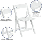 Flash Furniture Hercules Series Beechwood Folding Event Chairs with Padded Seats, Modern Wooden Folding Banquet Chairs, Set of 4, White