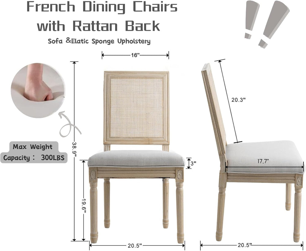 CIMOTA Farmhouse Dining Chairs Set of 8, French Rattan Dining Room Chairs wit...