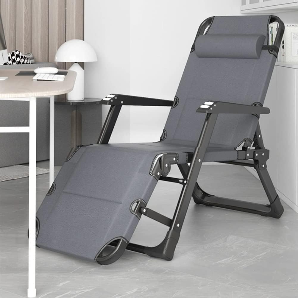 Gravity Chair Adjustable Folding Reclining Lounge with Pillow and Massage Armrest Patio Lawn Recliner Oversized(Svart)
