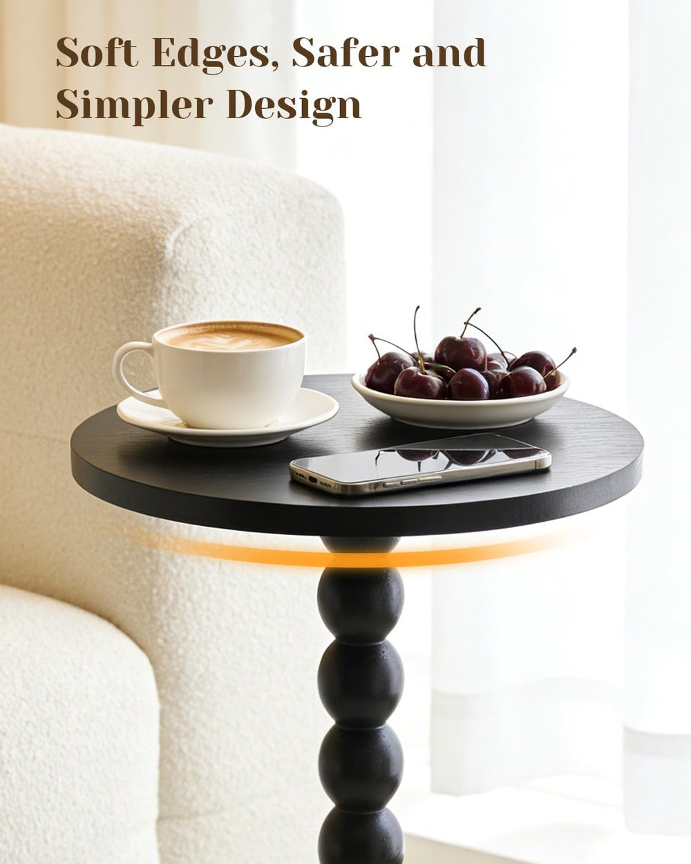 Small Round Side Table, Drink Table, Coffee Martini Table for Small Spaces Mo...