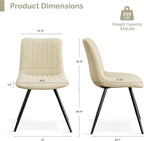 Dining Chairs Set of 6, Modern Dining Chairs with Thick Cushions, PU Leather Upholstered Kitchen Dining Room Chairs with Metal Legs for Dining Living Room (Khaki)