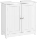 kleankin 23.5" Pedestal Sink Storage Cabinet, Freestanding Bathroom Under Sink Cabinet with U-Shape Cut-Out and Adjustable Shelf, White