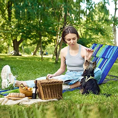 GIANTEX 2 Pack Folding Beach Chairs with Side Table, Stripe
