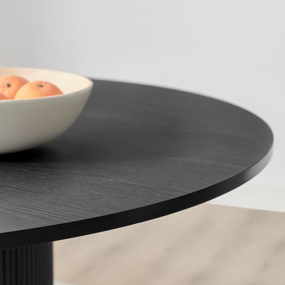 Furniturebox UK Dining Table - 'Penrose' Black 120cm 4-6 Seat Round W...