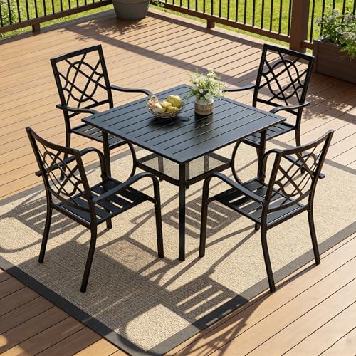 SUNCROWN 5-Piece Outdoor Wrought Iron Chairs and Table Patio Dining Furniture...