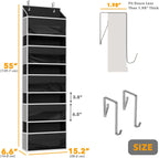 SpaceAid 1 Pack Over The Door Organizer with 5 Large Pockets and 10 Mesh Side Pockets, 5 Layers Door Organizer Hanging with Clear Window for Bedroom, Bathroom, Pantry and Nursery, Black