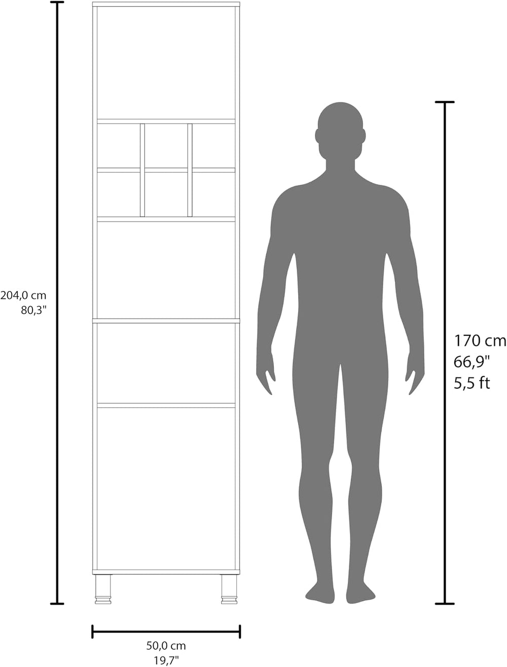 19.7" D*19.6" W*80.3" H Kitchen Pantry with 6 Spice Cubbies, 2...