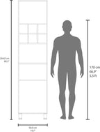 19.7" D*19.6" W*80.3" H Kitchen Pantry with 6 Spice Cubbies, 2 Shelves & Single Door, Rectangular Storage Cabinet, Modern Minimalist, for Living Room, Dining Room, White