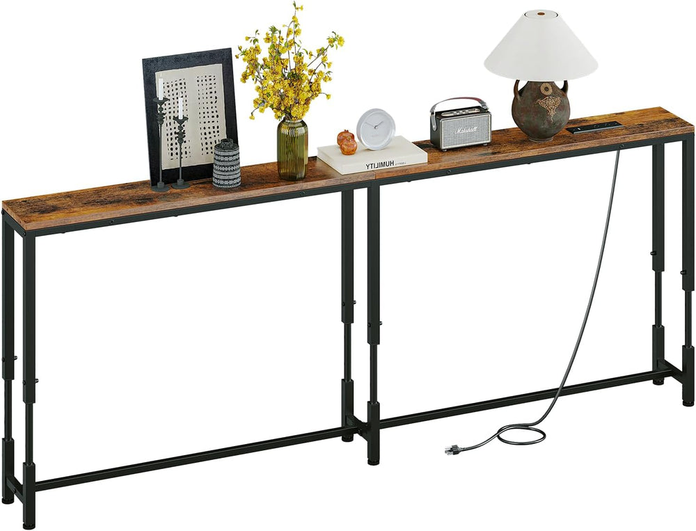 78.7" Behind Couch Table Adjustable Height 23.8~34.8" with Charging...