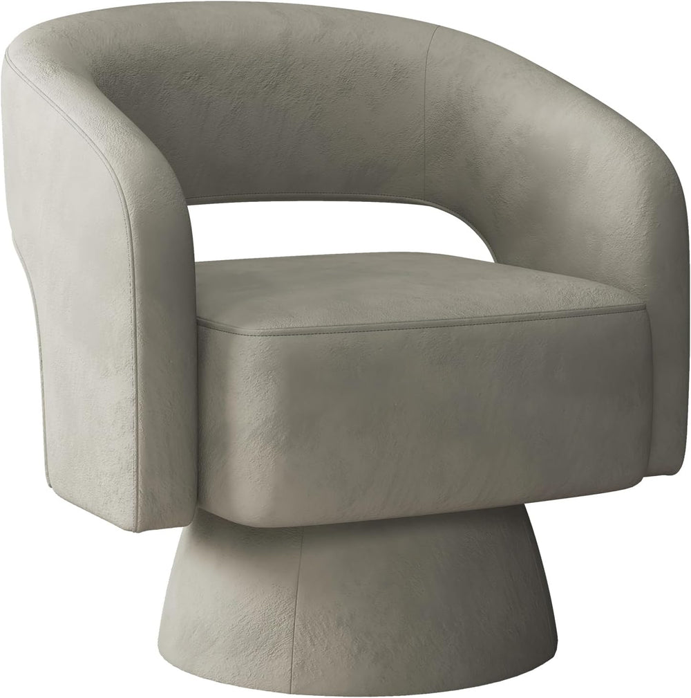INZOY Swivel Barrel Chair with Velvet Fabric, Swivel Accent Chair with Thicke...