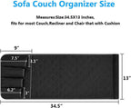 Sofa Armrest Organizer Non-Slip Arm Chair Bedside Caddy Storage Organizer for Recliner Couch with 5 Pockets for Cell Phone TV Remote Control Magazines (BLACK)