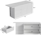 homary Kitchen Island with Storage & Wine Rack, 72" Modern White Kitchen Cabinet with Sintered Stone Top, Large Fixed Island with 3 Drawers & 6 Adjustable Shelves, Without Bar Stools