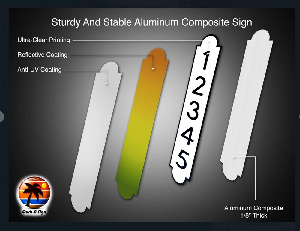 Curb N Sign Mailbox Numbers Plaques - Made of Aluminum Composite Material - S...