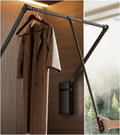 Pull Down Closet Rod for Hanging Clothes, Retractable Wardrobe Hanger for Cabinet Inside Width 26"~35", Aluminium alloy Tubing with Plastic Housing, 44 lb Weight Rating