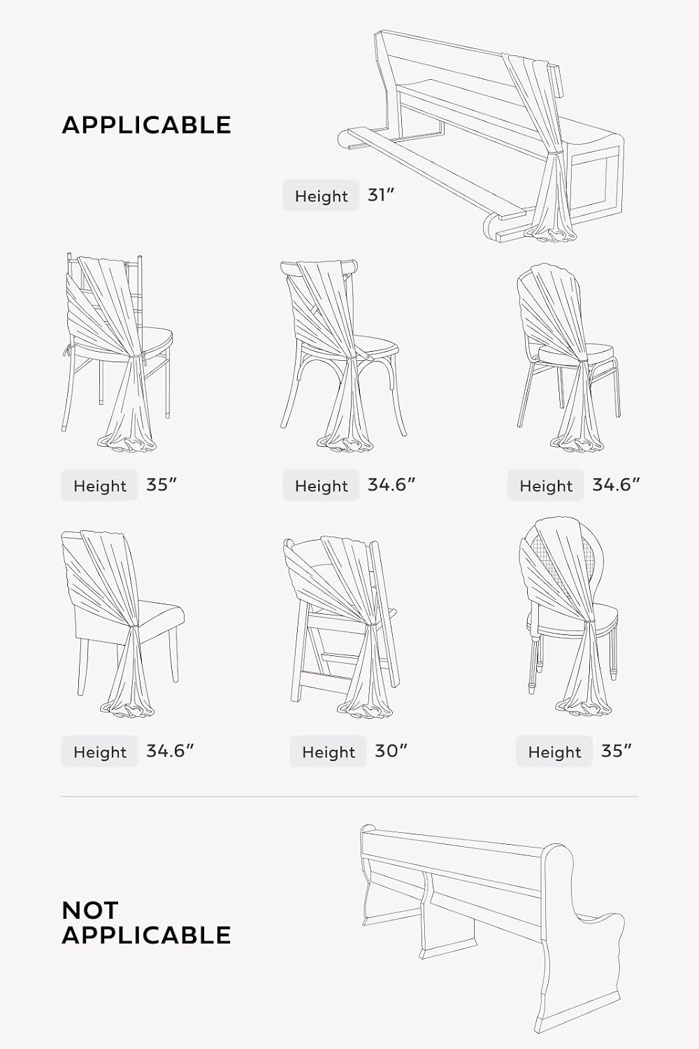 Ling's moment Chair Sashes, Wedding Aisle Decorations, Burgundy Pink Blush | 16pcs Chair Cover Draping Fabric Wrinkle-Free with Tie for Party Ceremony Reception Floral Arrangement Banquet Outdoor Decor