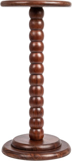 Creative Co-Op Stacked Pedestal Cocktail Side Table, Dark Chestnut