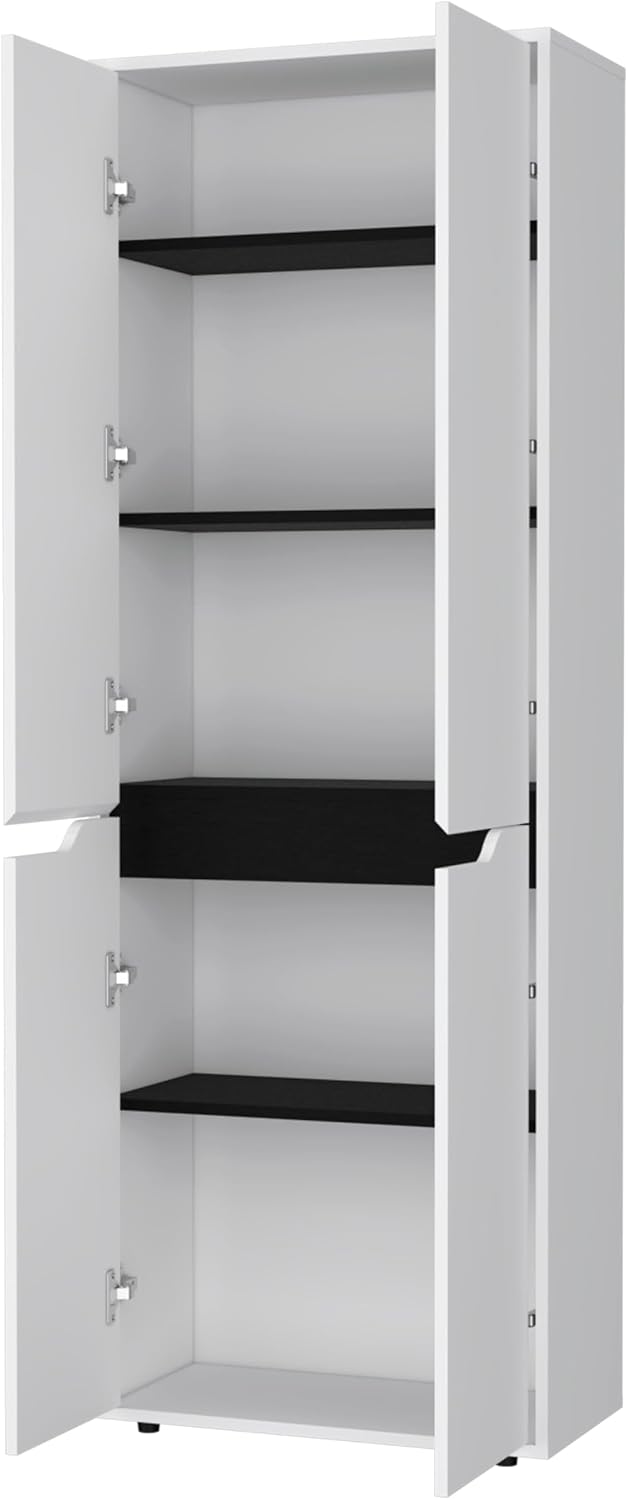 FM FURNITURE Keyser Multistorage Kitchen Pantry with 5 Shelves and 4 Doors, W...