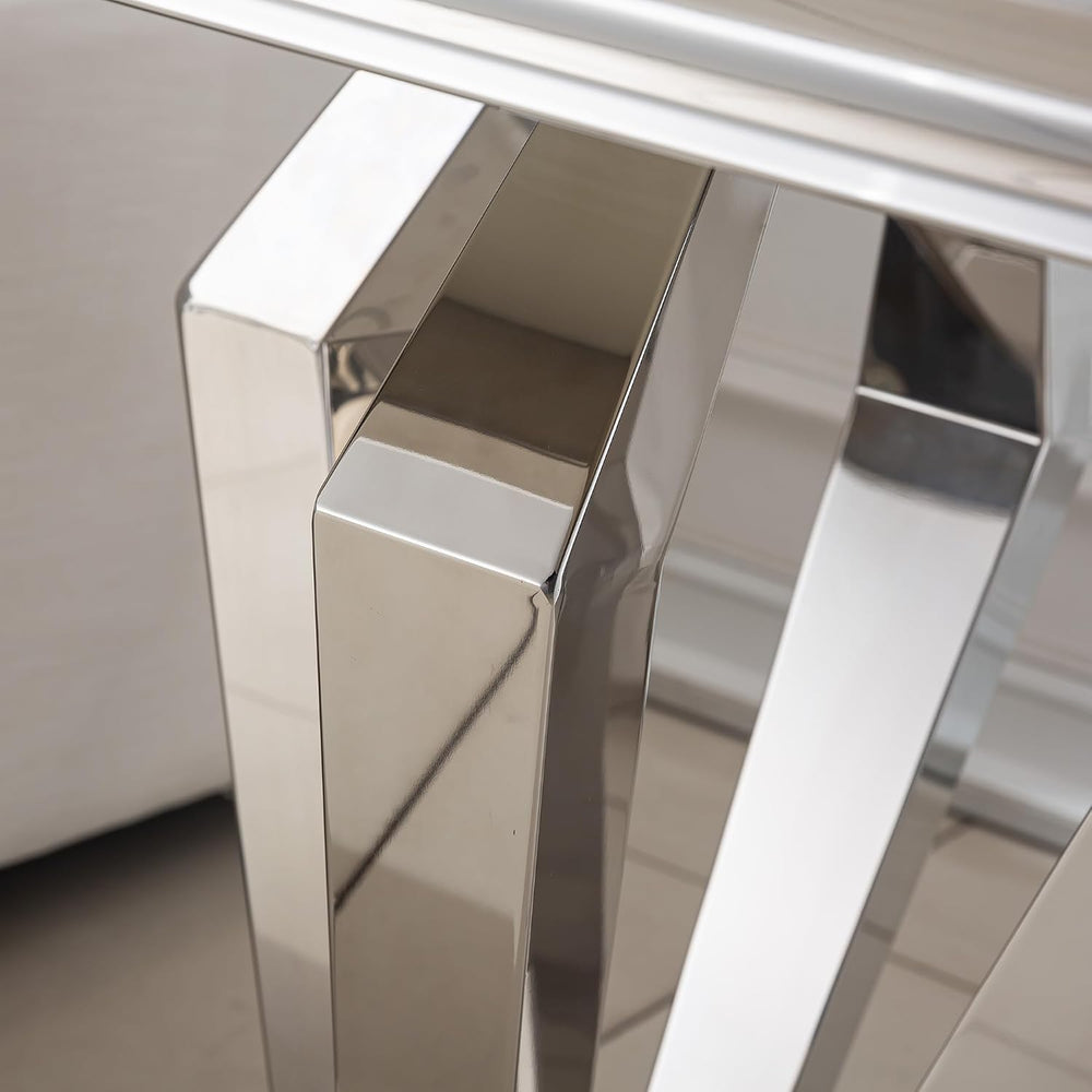 Faux Marble End Table, 23" Square White End Table with Faux Faux Marble ...