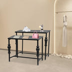 2Pcs Retail Display Tables, Shoe Handbag Display Stand Nesting Tables Set Heavy Duty Purse Display Risers for Home Boutique Retail Store (Black)