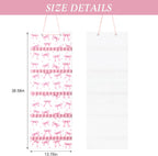Tudomro Hanging Headband Holder for Girls Felt Hair Accessories Organizer with 60 Elastic Bands Bow Hanger for Girls Hair Bows Without Headbands (Pink,Bow)