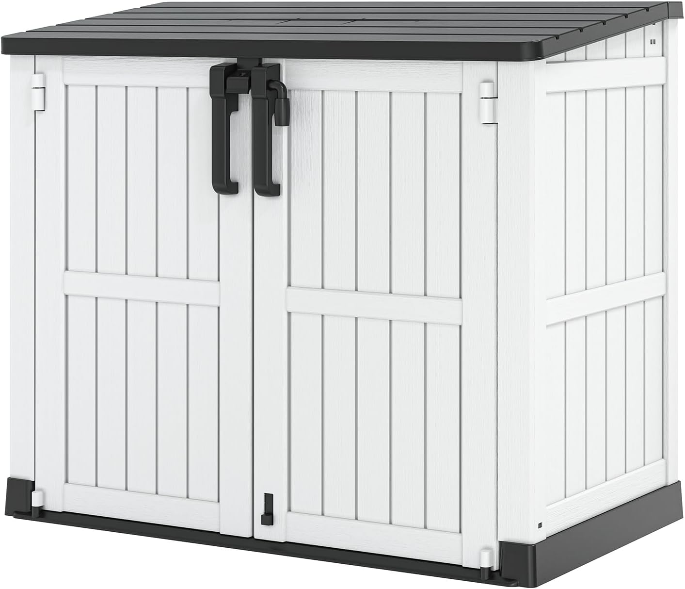 Outdoor Resin Storage Shed 36 Cu. Ft. Garden Horizontal Storage Extra Large Capacity Weather Resistant Storage Box, Lockable Resin Waterproof Shed, Light Grey