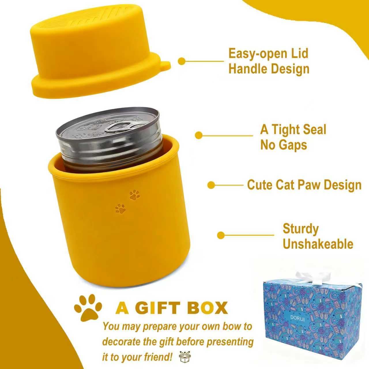 Original Canned Dog Food Storage Container | Silicone Can Cover Pet Food Sealer | BPA Free, Airtight, Dishwasher & Freezer Safe (2 Pcs Orange)