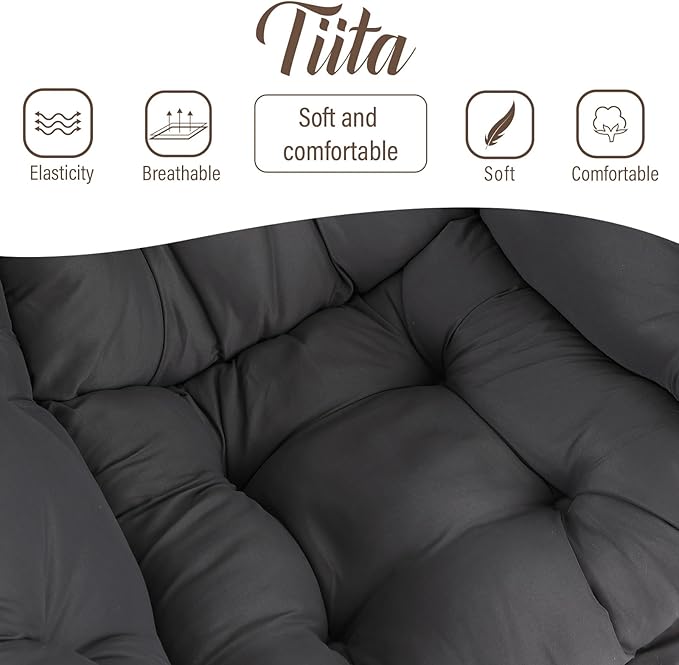 Tiita Lazy Chair, Modern Large Accent Lounge Armchair, Comfy Leisure Sofa Reading Chair with Footrest for Bedroom, Living Room, Dorm Rooms, Garden and Courtyard, Dark Grey