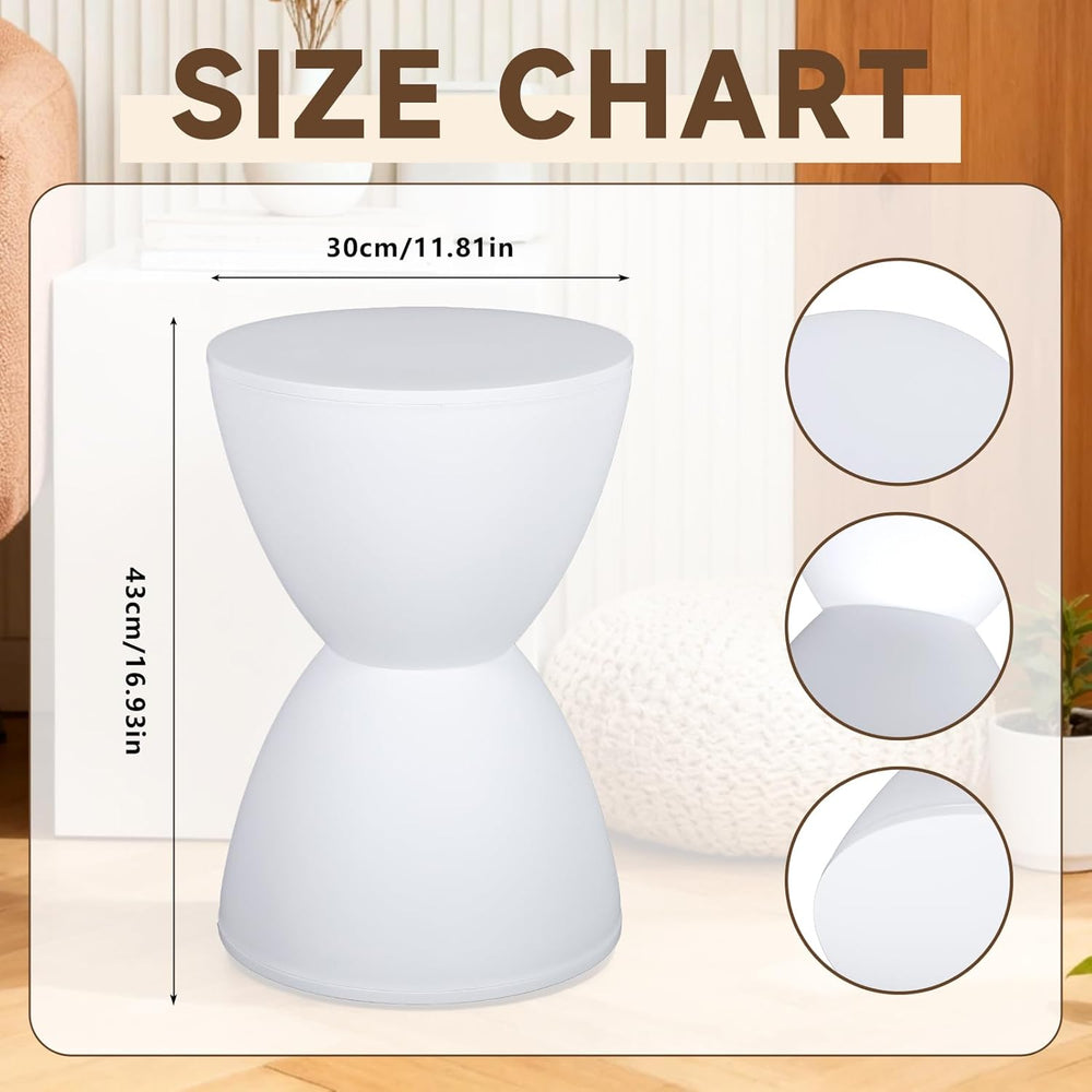 Hourglass Shaped Stool, Modern Round End Table Indoor/Outdoor Stool or End Ta...