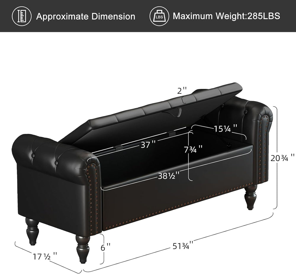 Furniliving 51” End of Bed Bench, Bedroom Bench with Button-Tufted, Large Uph...