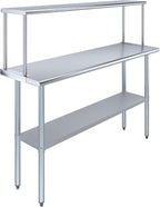 Stainless Steel Work Table with Wide Single Tier Overshelf | Metal Kitchen Prep Table & Shelving Combo (18" x 60" Work Table + 12" Overshelf)