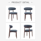 COLAMY Wooden Dining Room Chairs Set of 6, Modern Upholstered Fabric Dining Chairs, Farmhouse Kitchen Side Chair with Foot Pegs, Blue