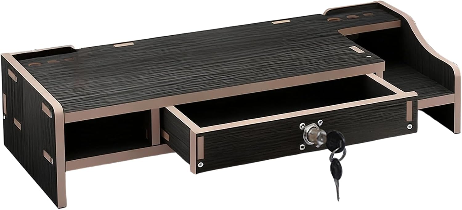 Monitor Riser - Wooden Desktop Organizer Shelf - Desktop Organizer With Drawer - for Laptop Printer PC TV Screen Pen Home Dorm Hotel Restaurant Apartment
