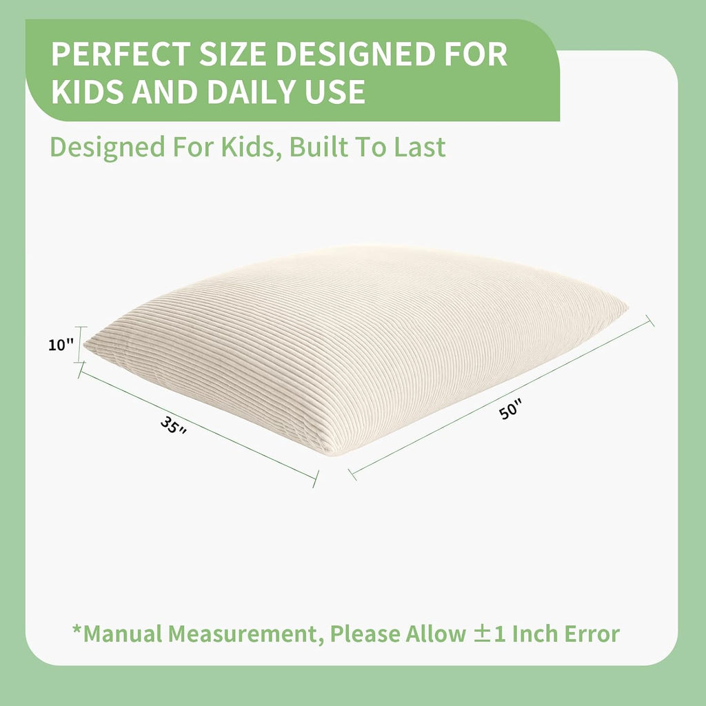 3-in-1 Kids Bean Bag Chair, Convertible Floor Cushion | Odor-Free Shredded Foam Resists Clumping, Removable Corduroy Cover, Cozy Lounge Seating for Bedrooms, Playrooms, Classrooms