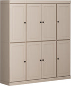 Palace Imports Solid Wood Pantry Cabinet – 71.5" Tall x 65" Wide - Wooden Storage Cabinet w/ 8 Shaker Doors, 2 Drawers, 12 Adjustable Shelves - Kitchen Cupboard - Beige, 100% Eco-Friendly Pine Wood