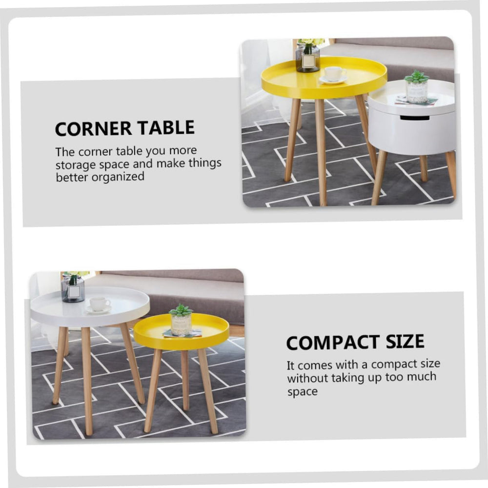 ARTIBETTER Modern Mini Round Yellow End Table, Nordic Style Small Indoor Beve...