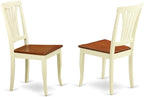 East West Furniture SUAV5-BMK-W 5 Piece Dining Room Furniture Set Includes a Round Dining Table with Dropleaf & Shelves and 4 Wood Seat Chairs, 42x42 Inch, Buttermilk & Cherry