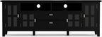 SIMPLIHOME Artisan SOLID WOOD 72 Inch Wide Transitional TV Media Stand in Black for TVs up to 80 Inches, For the Living Room and Entertainment Center