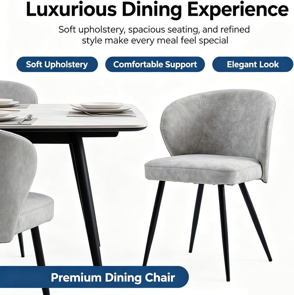 Dining Chairs Set of 4, Mid-Century Style, Sturdy Metal Legs, High-Resilience...