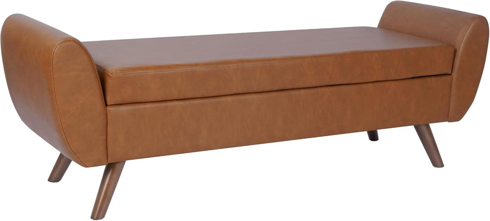 HomePop Modern Storage Bench with Wood Legs |Homepop Home Décor|Bench with St...